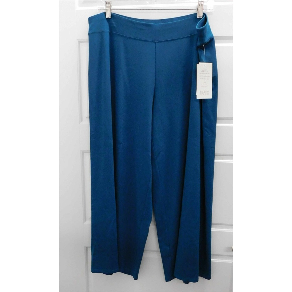 New Piazza Sempione Blue Rayon Stretch Cropped Pants $138 retail sz‎ L
